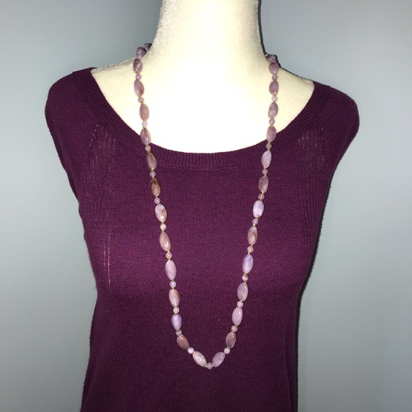 Jewelry - Marbled Purple Long Beaded Necklace